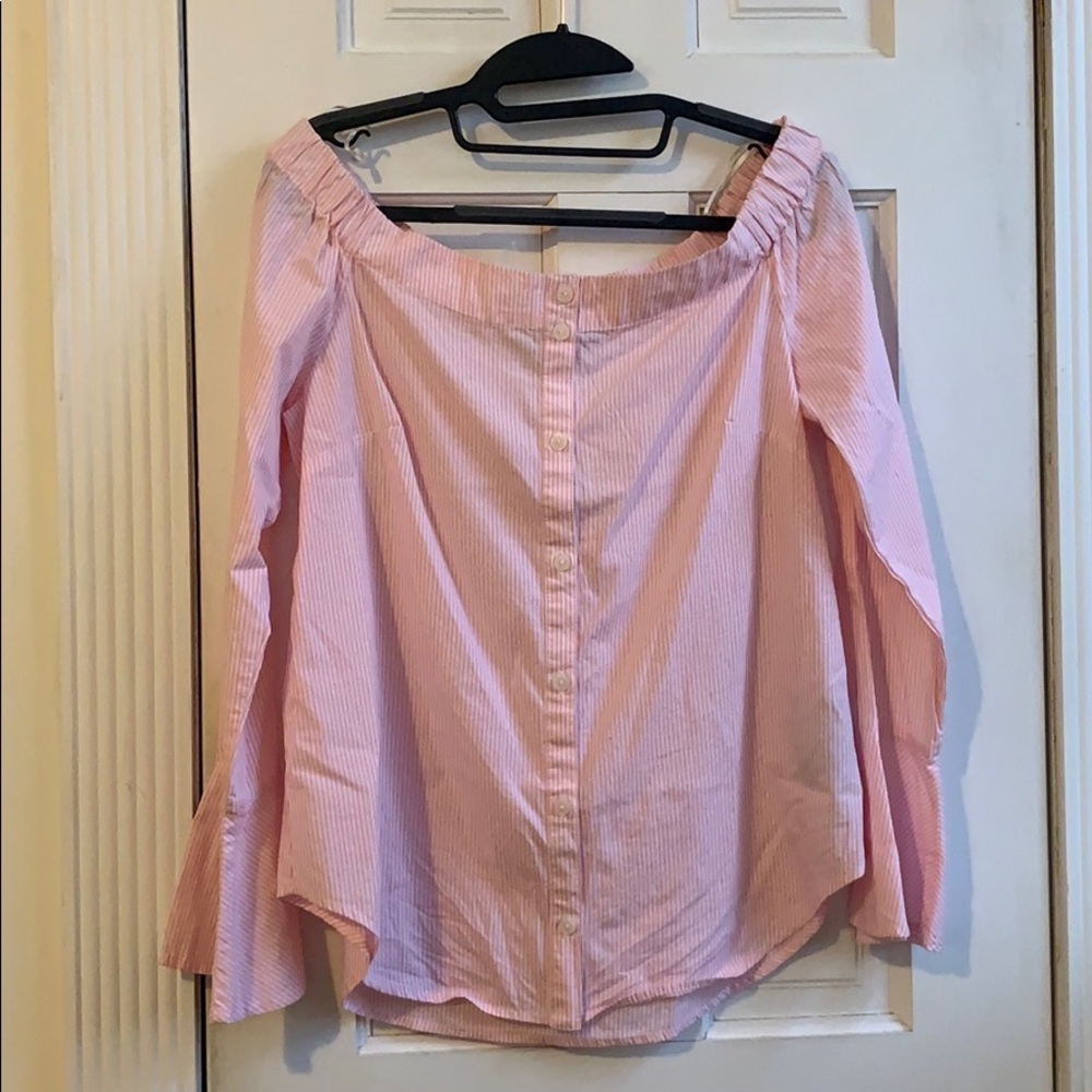 Sanctuary off the shoulder pink/white top. Size S